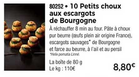 10 Petits choux aux escargots de Bourgogne
