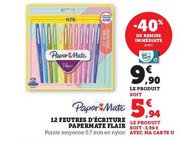 12 feutres d'écriture Papermate Flair