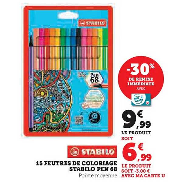 15 feutres de coloriage STABILO PEN 68