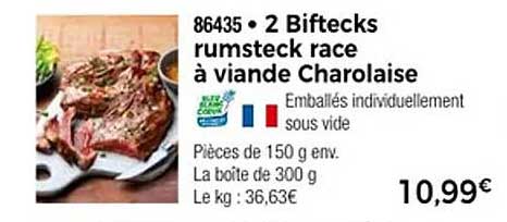 2 Biftecks rumsteck race à viande Charolaise