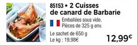 2 Cuisses de canard de Barbarie
