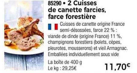 2 Cuisses de canette farcies, farce forestière