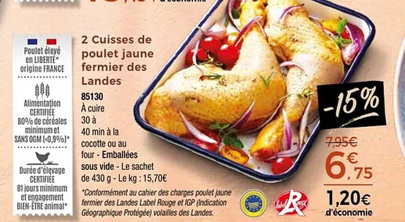 2 Cuisses de poulet jaune fermier des Landes