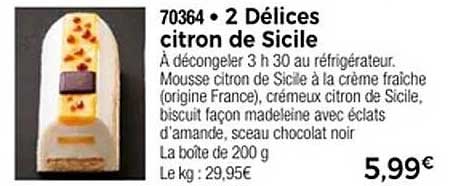 2 Délices citron de Sicile