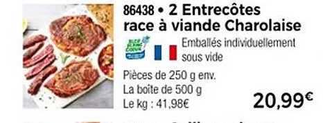 2 Entrecôtes race à viande Charolaise