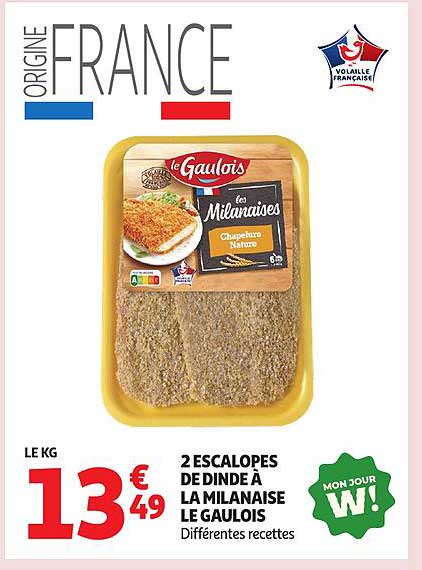 2 ESCALOPES DE DINDE À LA MILANAISE LE GAULOIS