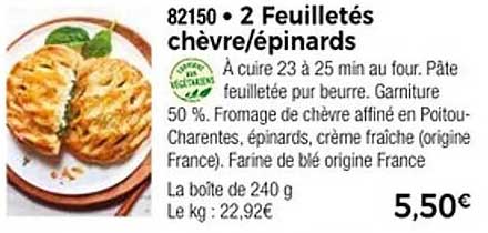 2 Feuilletés chèvre/épinards