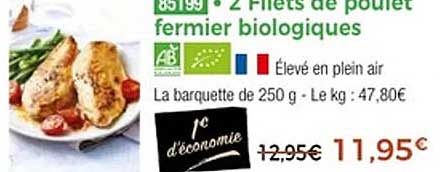 2 Filets de poulet fermier biologiques