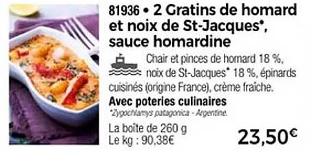 2 Gratin de homard et noix de St-Jacques, sauce homardine