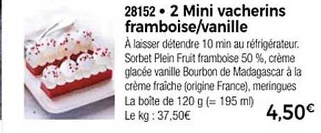 2 Mini vacherins framboise/vanille