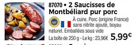 2 Saucisses de Montbéliard pur porc