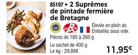 2 Suprêmes de pintade fermière de Bretagne