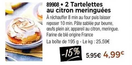 2 Tartelettes au citron meringuées