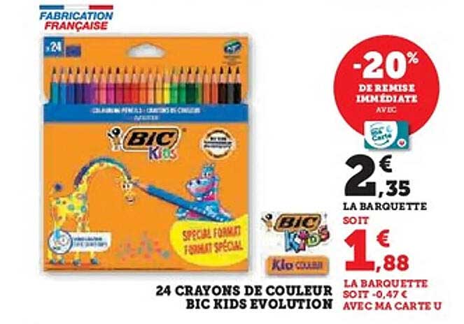 24 CRAYONS DE COULEUR BIC KIDS EVOLUTION