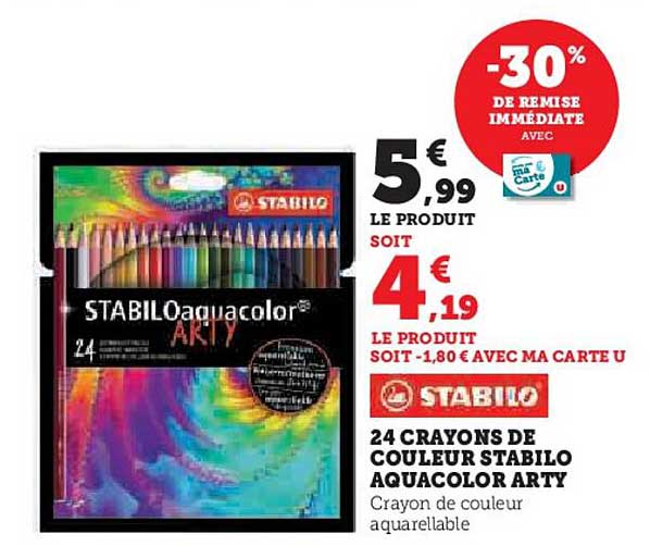 24 crayons de couleur STABILO aquacolor Arty