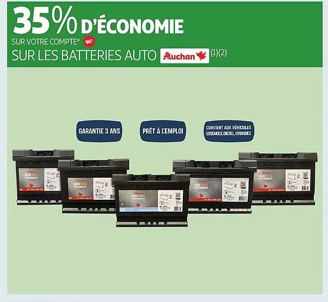 35% D'ÉCONOMIE SUR LES BATTERIES AUTO