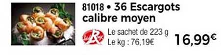 36 Escargots calibre moyen