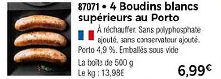 4 Boudins blancs supérieurs au Porto