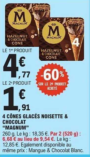 4 cônes glacés noisette & chocolat "Magnum"