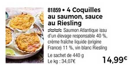 4 Coquilles au saumon, sauce au Riesling