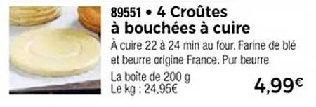 4 Croûtes à bouchées à cuire