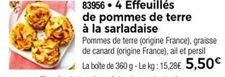4 Effeuillés de pommes de terre à la sarladaise