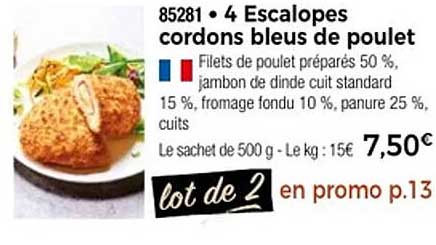 4 Escalopes cordons bleus de poulet
