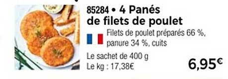 4 Panés de filets de poulet