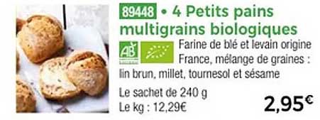 4 Petits pains multigrains biologiques