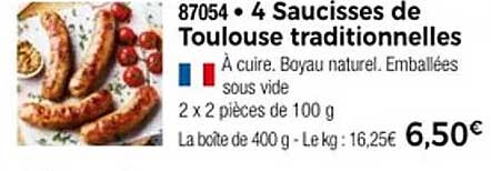 4 Saucisses de Toulouse traditionnelles