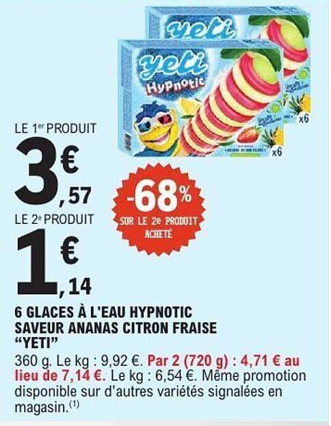 6 GLACES À L'EAU HYPNOTIC SAVEUR ANANAS CITRON FRAISE “YETI”