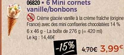 6 Mini cornets vanille/bonbons