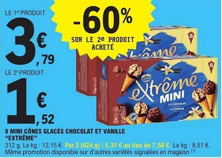 8 MINI CÔNES GLACÉS CHOCOLAT ET VANILLE "EXTRÊME"