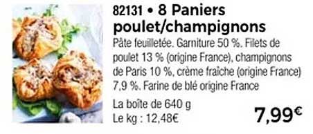 8 Paniers poulet/champignons