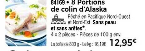 8 Portions de colin d’Alaska