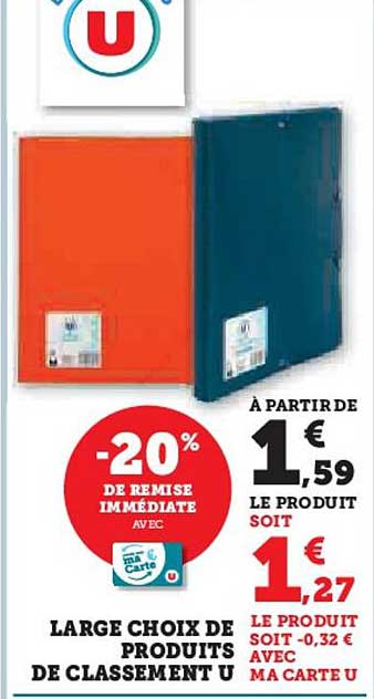 À partir de 1,27 € le produit soit -0,32 € avec ma carte U