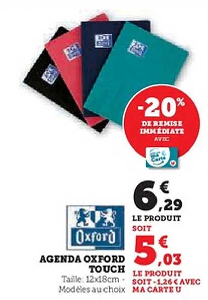 AGENDA OXFORD TOUCH -20% DE REMISE IMMEDIATE