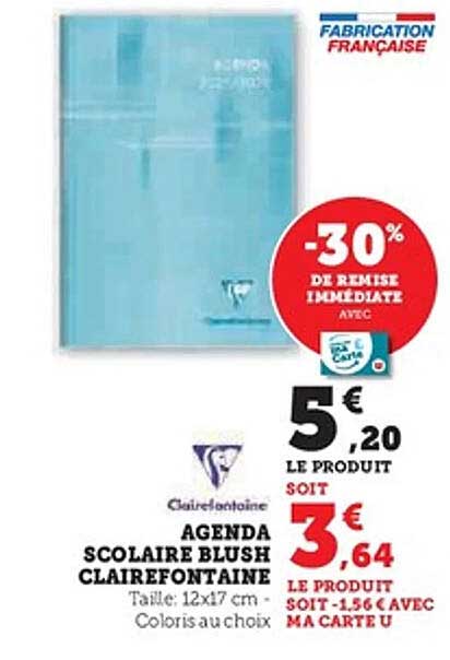 AGENDA SCOLAIRE BLUSH CLAIREFONTAINE