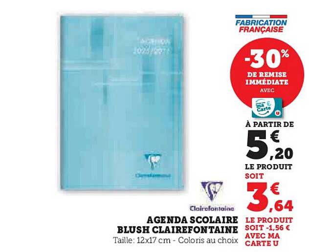 AGENDA SCOLAIRE BLUSH CLAIREFONTAINE