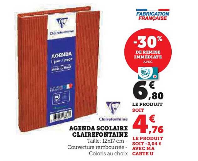 AGENDA SCOLAIRE CLAIREFONTAINE