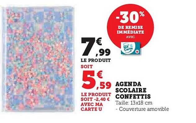 AGENDA SCOLAIRE CONFETTIS