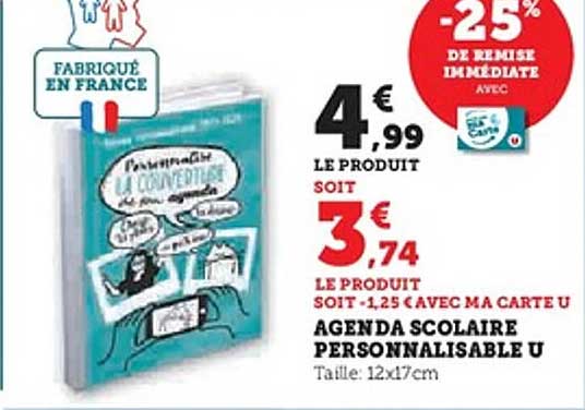 AGENDA SCOLAIRE PERSONNALISABLE U
