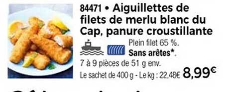 Aiguillettes de filets de merlu blanc du Cap, panure croustillante