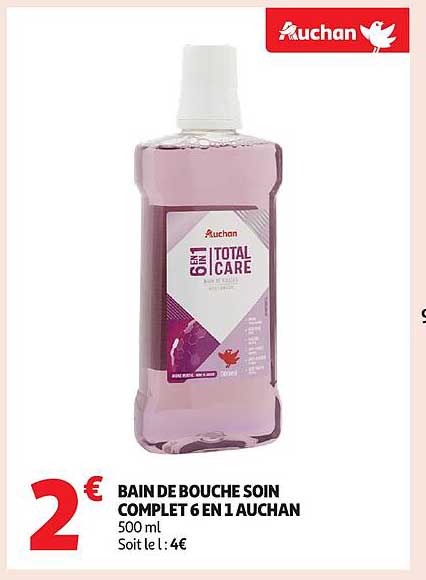 BAIN DE BOUCHE SOIN COMPLET 6 EN 1 AUCHAN