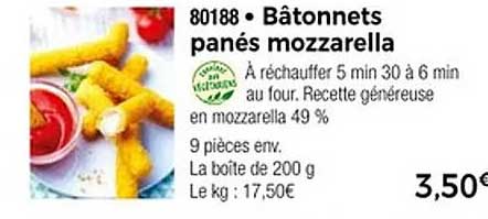 Bâtonnets panés mozzarella