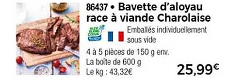 Bavette d'aloyau race à viande Charolaise