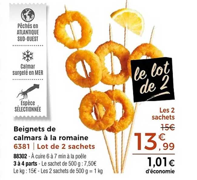 Beignets de calmars à la romaine 6381 | Lot de 2 sachets