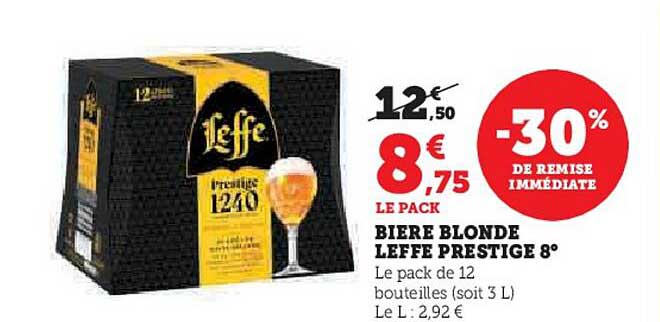 BIERE BLONDE LEFFE PRESTIGE 8°