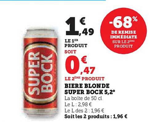 BIERE BLONDE SUPER BOCK 5,2°