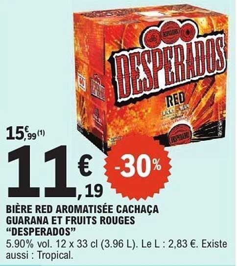 BIÈRE RED AROMATISÉE CACHACA GUARANA ET FRUITS ROUGES "DESPERADOS"